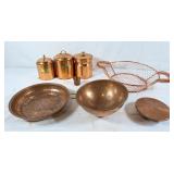 Copper wire basket, hammered copper strainer,