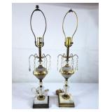 Pair of Marble & Brass Table Lamps - 28"H