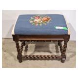 Needlepoint twisted rail bench. 22" l x 14" w x