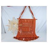 Vintage Macrame & Wood Sun Wall Art - Macrame