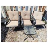 Three Swivel Chairs w/Cushions & Outdoor Side