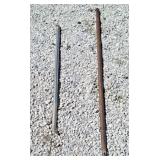 Pair of metal pry bars. 53" and 39" h