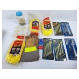 Welding gloves, wrenches, rope, pliers,