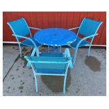 Outdoor patio table and 3 chairs. Table is 32" l