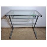 Glass Top Computer Desk With Sliding Keyboard