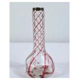 Beautiful Cranberry Swirl Glass Vase w/Sterling