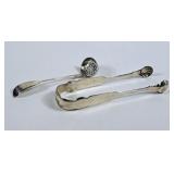 Sterling Silver Slotted Spoon & Tongs