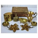 Brass feminine bell, pair of floral candle