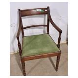 Vintage Wood Chair w/Green Velvet Seat
