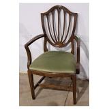 Vintage Wood Chair w/Green Velvet Seat