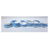 Pretty Handpainted Teacups, Saucers & Cream &