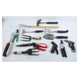Garden tools! Hand rakes, hose nozzles, clippers,