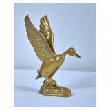 Vintage Solid Brass Duck Figurine - 7"H