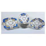 Antique Gold Edged Floral Plates & Serving Plates