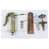 Vintage grease gun, nozzle, small wall mounted