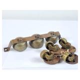 Vintage Brass Bells & Set of Brass Castors