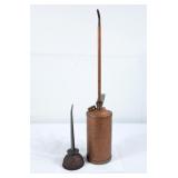 Vintage Golden Rod Oil Can 19"H & Small Oil Can