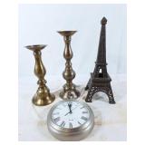 FirsTime Manufactory clock, cast iffle tower, and