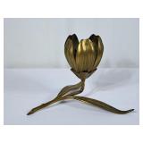 MCM Hollywood Regency Solid Brass Lotus Ashtray