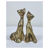 Vintage Brass Siamese Cat Figurines - Tallest is