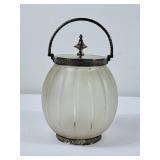 Lovely Vintage Frosted Glass Biscuit Jar - 9"H