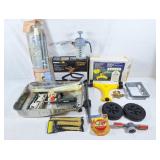 Sprinklers, zip ties, paint brush & tray, etc