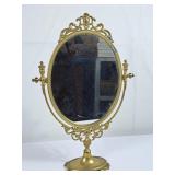 Beautiful Brass Tabletop Mirror - 18"H