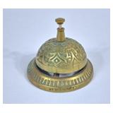 Embossed Brass Desk Bell - Tested & Working