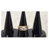 Elegant Size 8, 3 piece gold-tone ring set.