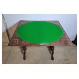 Vintage Wood Folding Cards Table On Castors