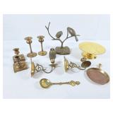 Brass decorator lot! Raised plate, candle