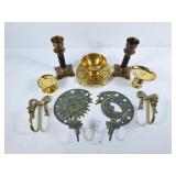 Brass sun & moon wall sconce candle holders,