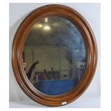 Solid cherry oval wall mirror
