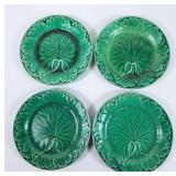 Antique Wedgwood Majolica Green Leaf Plates - Set