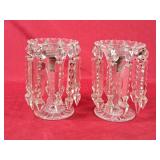 Lovely Pair of Antique Cut Glass Table Lustres