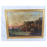 Oil on canvas of costal landscape 26" l x 20" h