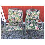 Pair of patio chairs with cushions