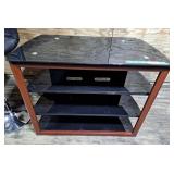 Tempered Glass & Wood TV Stand - 37"Wx17"Dx32"H