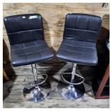 Black Vinyl Adjustable Bar Stools - 36"-45"H