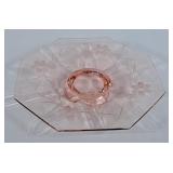 Gorgeous Vintage Pink Footed Etched Serving Plate