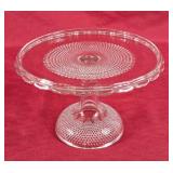 Vintage Glass Cake Stand - Dewdrop Pattern, 6" H