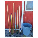 Garden tools & Garbage can 19" l x 22" h