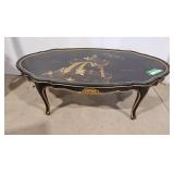 Chinoiserie black lacquered coffee table with