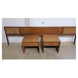 Mid century headboard with cane side panels  -