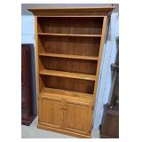 Solid Wood Bookcase w/Cupboard Storage -
