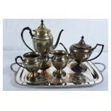 Silverplate Tea & Coffee Service Set w/Tray