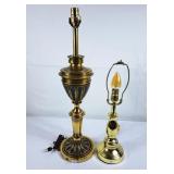 Pair of Heavy Brass Table Lamps - Tallest is 27"H