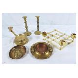 Vintage brass triple candle sconce, brass Trinket