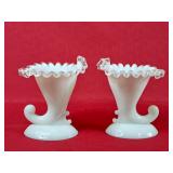 Vintage Fenton Silver Crest Cornucopia