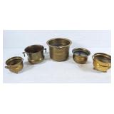 5 brass planters